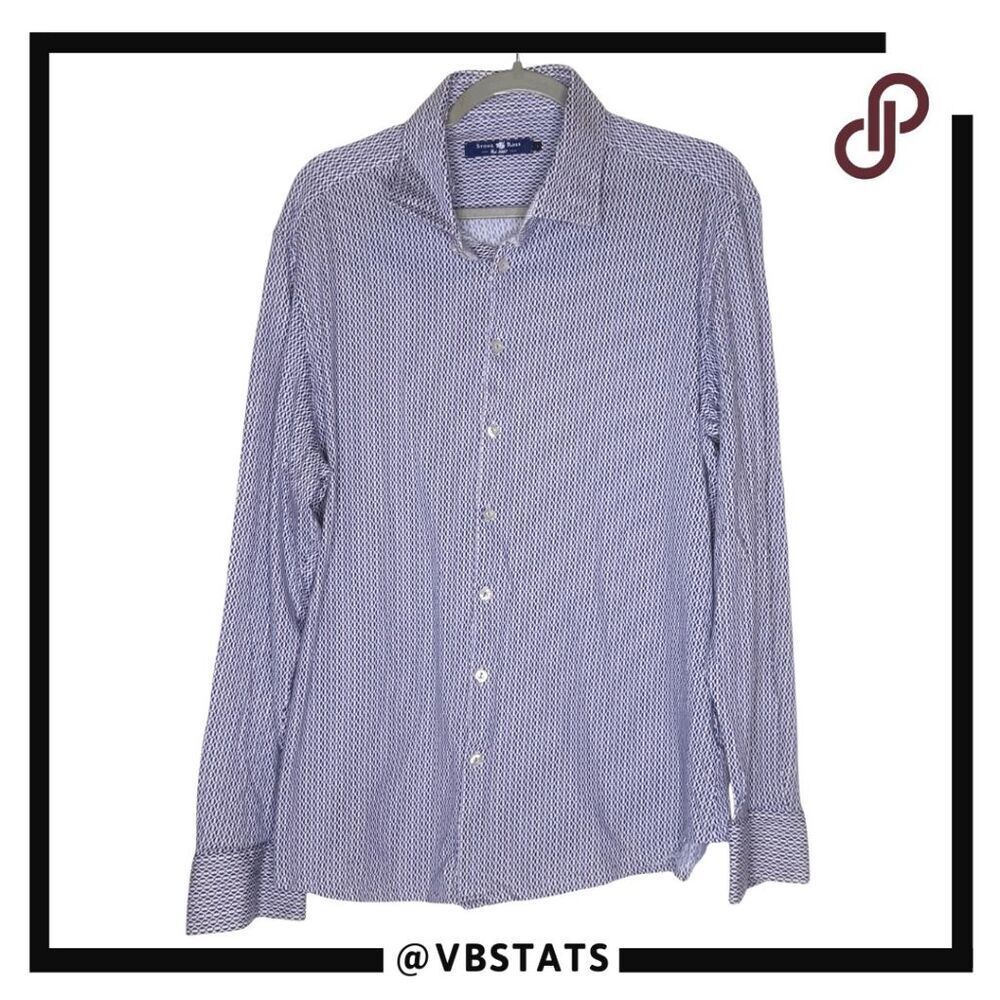 Stone Rose Men's Geometric Cotton Long‎ Sleeve Button-up Shirt Multicolor Size 5